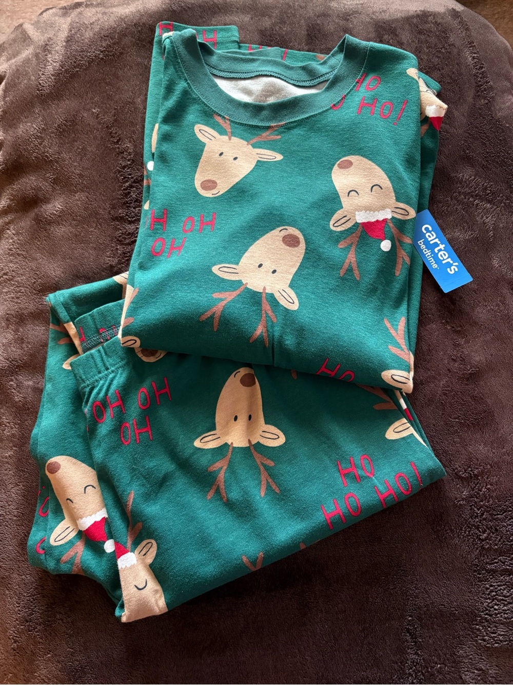 Carter's Green Reindeer 'Ho Ho Ho' adult pajamas